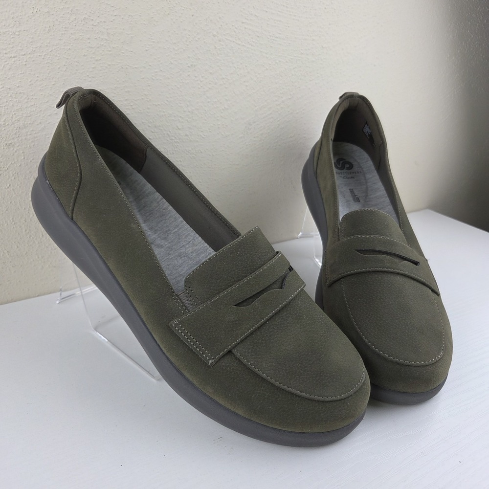 Clarks Cloud Steppers Sillian 2.0 Hope Green Comfort Penny Loafers Wmns Sz 11 W - Picture 2 of 14